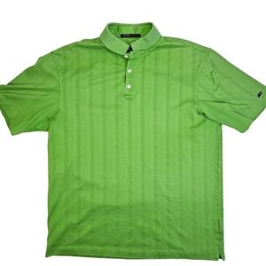 Nike Tiger Woods Collection Dri FIT Golf Polo Shirt Men's Large Green Stripe